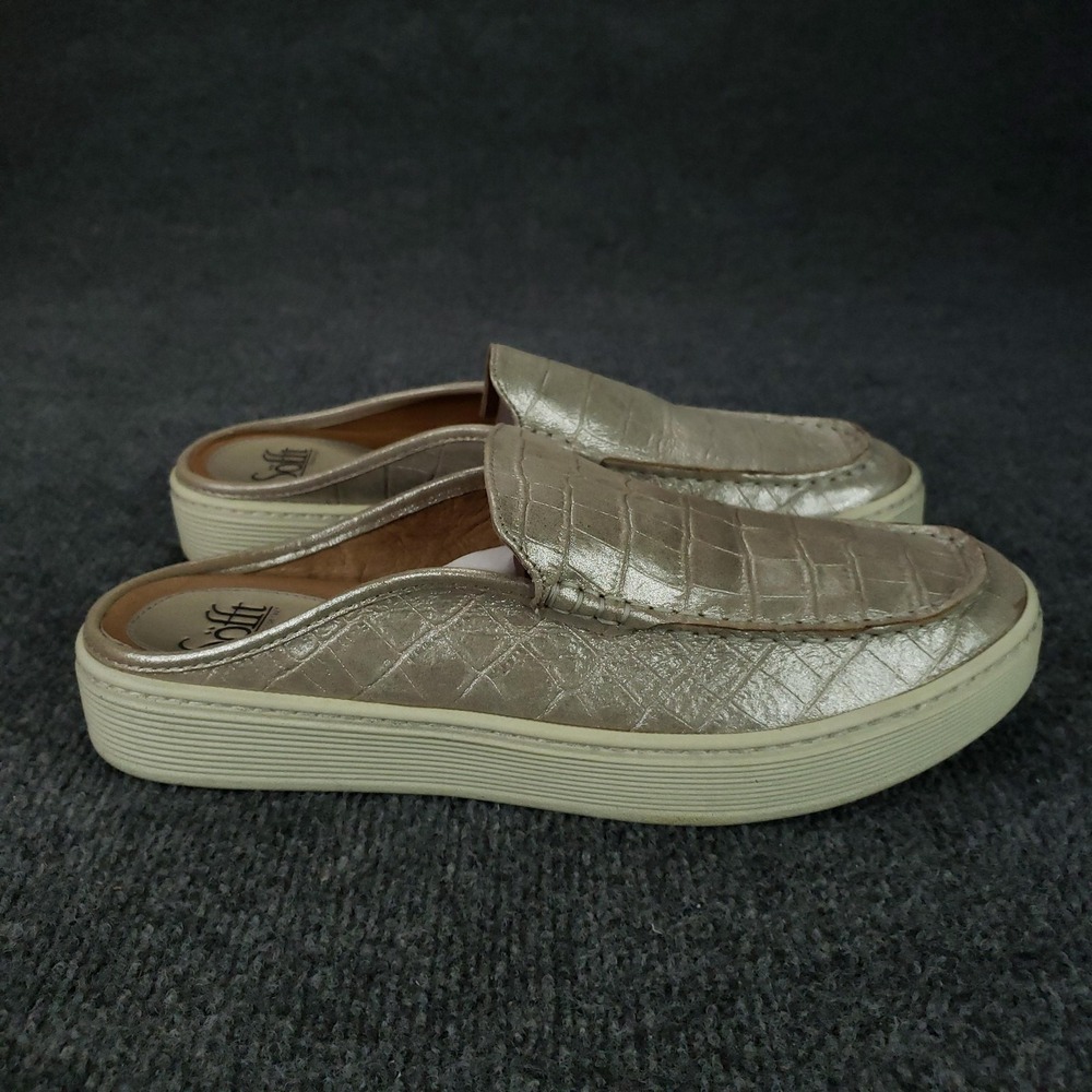 Sofft Shoes Womens Size 9 Metallic Gold Leather Mule Slip On Platform Clog